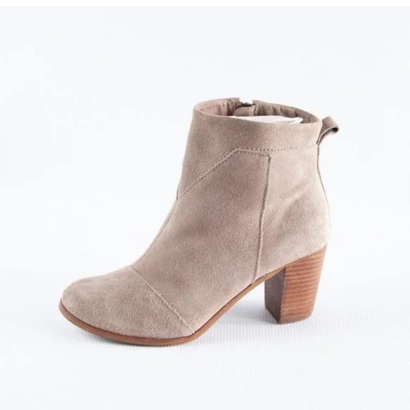 Toms Lunata Tan Heeled Suede Booties-Size 6.5 - Picture 1 of 16